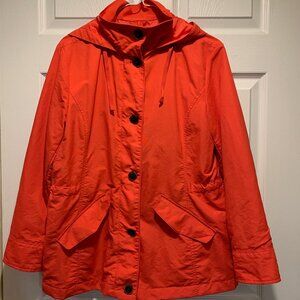 LANDS' END Women's Red Nylon Rain Jacket/Squall Hooded Size: S/P